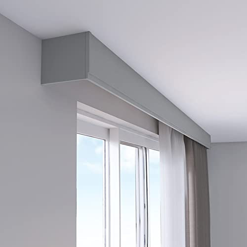 ThreeinOne Deckenmontiertes Vorhangschienensystem, zweiläufig, mit Querbehang, für Wohnzimmer & Schlafzimmer, anpassbar (Weiß 300 cm, Grau 400 cm)