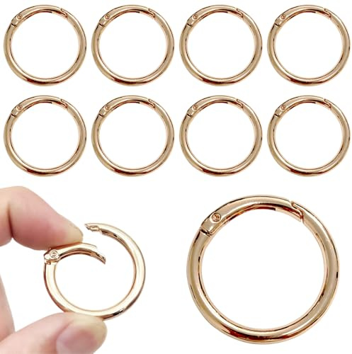GESDYO 10 Stück 39mm Gold Karabiner Karabinerhaken,O Ringe Karabinerhaken,Rund Zinklegierung Schlüsselring Klein für Bastelarbeiten Taschenzubehör SchlüSselanhänger DIY Handwerk Machen