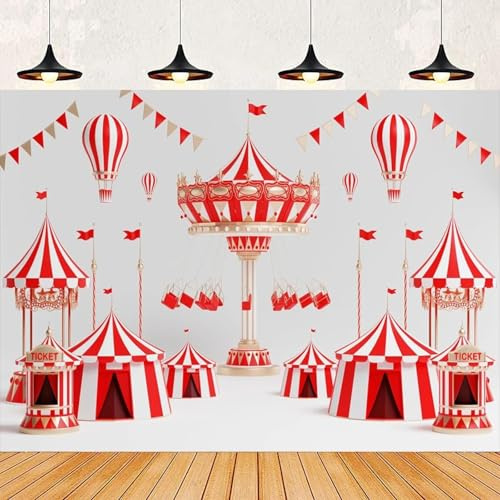 Toile de Fond Rose pour Photographie de Cirque, Anniversaire de Fille, tentes Pastel, Grand chapiteau de Carnaval, Grands Animaux, arrière-Plan pour Baby Shower 240X180cm