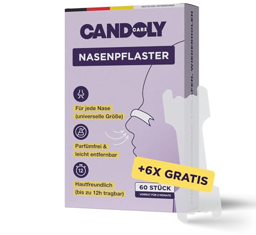 Premium Nasenpflaster für freies Atmen & besseren Schlaf, 66 Stück: Nasenstrips Transparent, Bei Schnarchen, Allergien, Sport & verstopfte Nase, hautfreundlich & latexfrei, Hält bis 12h - Candoly Care