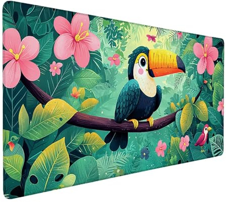 Alfombrilla de Ratón XXL 800 x 400 mm Alfombrilla Ratón Grande, Mouse Pad Gaming Pájaro De Pico Grande De La Selva, Protector Escritorio,Mejora la Precisión y la Velocidad, Almohadilla Escritorio E280
