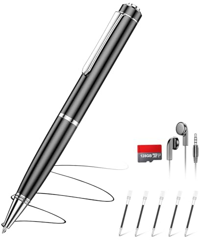 128GB(2400hrs) Digital Voice Recorder, Smart Diktiergerät Geräuschreduzierende Aufnahmegerät, One Touch Aufnahme, Sprachsteuerung Audioaufnahmegerät mit Wiedergabe für Vortrag Meeting Klassen