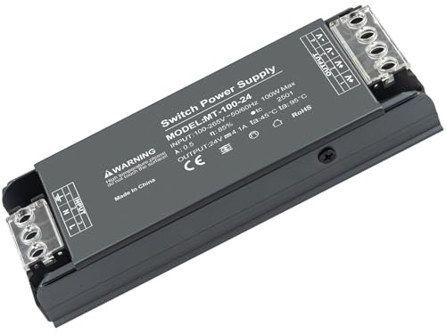 Muzveik Transformateur 220V 24V, Alimentation 100W 4.1A, Driver LED Plat et Compact, Adaptateur pour Ruban LED, Spots et Éclairage Intérieur
