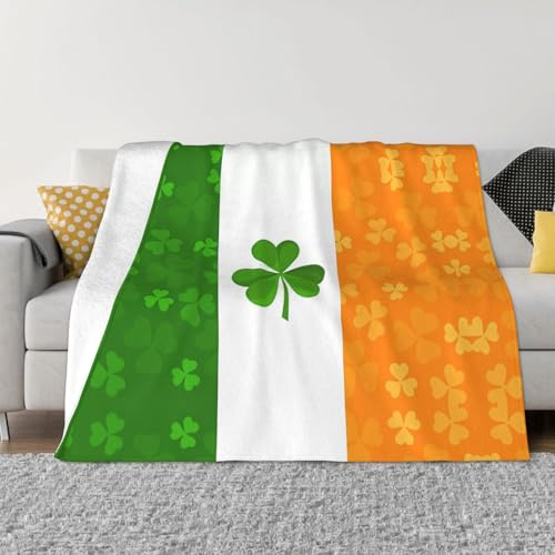 POEZJZW Couverture en flanelle à motif drapeau irlandais 101,6 x 76,2 cm pour canapé, lit, camping, voyage