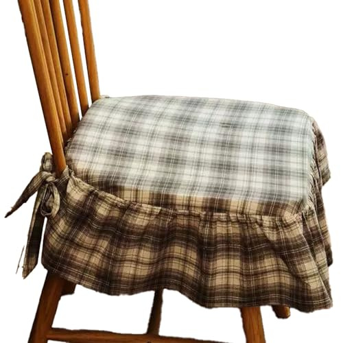 UICMNSI 1/2/4 er Set Stuhlkissen, Elegant, mit Rüschenrand, Dekoratives Sitzkissen mit Bändern, Vintage-Stil, Quadratisch, for Küche, Esszimmer, Heimdekoration(3,2pcs:43x45cm)