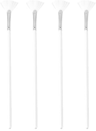CLISPEED Set de 4 Pinceles de Abanico para Maquillaje Femenino, Suaves y Fáciles de Limpiar, Mango de Madera y Cerdas de Nylon, Ideales para Aplicar Mascarillas y Resaltar el Rostro