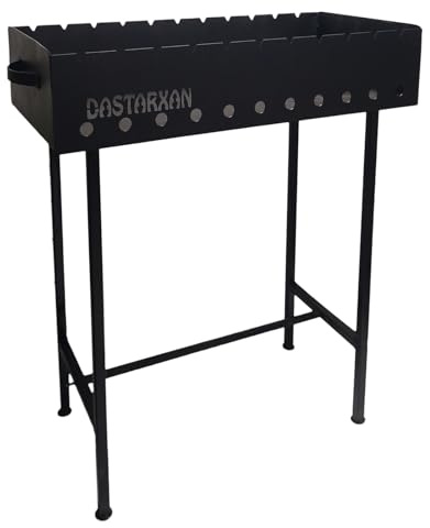 Mangal für 12 Spieße Holzkohlegrill 2 mm Stahl Shashlychnik 80 cm BBQ Mangalgrill Schaschlik Grill für Garten Picknick Standgrill Gartengrill