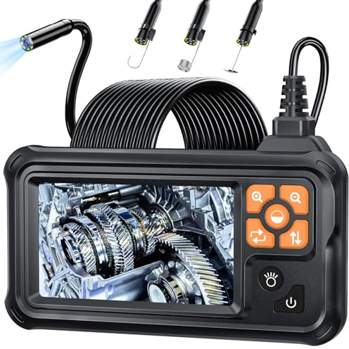 SKYBASIC Endoscope Industrielle, Caméra de Inspection HD 1080P avec Écran IPS 4,3 Pouces, Caméra Endoscopie IP67 Étanche avec 8 LED, Caméra Serpent pour Automobile, Mur, Canalisation-10M
