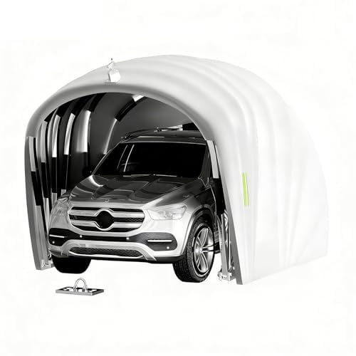 Tenda da Garage Semiautomatico, Adatto per Ambienti Estern(Grigio) | enda da campeggio per garage, impermeabile, con serratura, garage pieghevole, per tutti i tipi di auto