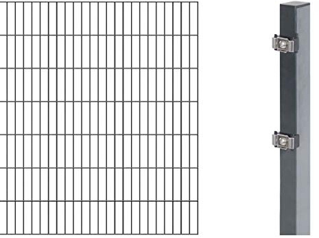 Alberts 644185 Erweiterung zum Doppelstabmattenzaun | verschiedene Höhen - wahlweise in verschiedenen Farben | anthrazit | Höhe 140 cm | Länge 2 m
