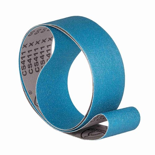 Klingspor Schleifband CS411X Zirkonkorund – 100 x 1220 mm – Körnung P60 – 5 Stück – für Metall Edelstahl INOX, Hartholz – hochreißfeste Gewebeunterlage – Profi-Schleifbänder für Bandschleifer