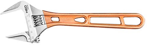 NEO TOOLS Rollgabelschlüssel Einmaulschlüssel aus Chrom-Vanadium Stahl – Einmaulschlüssel Verstellbar Adjustable Wrench mit Weichem Griff - Länge: 256 mm max. Maulweite 0-43