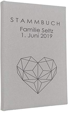 Hochzeitideal – Personalisiertes Stammbuch der Familie Nr.146 hellgrau 21,0 cm x 15,0 cm - Buchbinderleinen Stammbuch Hochzeit - Familienbuch Standesamt mit 6-Fach Ringmechanik für Eheurkunden