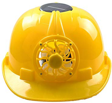 HYFAN Hard Hats Sicherheitshelm, belüftet, atmungsaktiv, harte Kappe mit Solarventilator und abnehmbarem verstellbarem Futter (PP, Gelb)