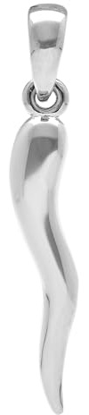 1001 Bijoux Pendentif argent rhodié (Argent 925‰ + protection Rhodium) corne Italienne + Certificat d'Authenticité Argent 925‰
