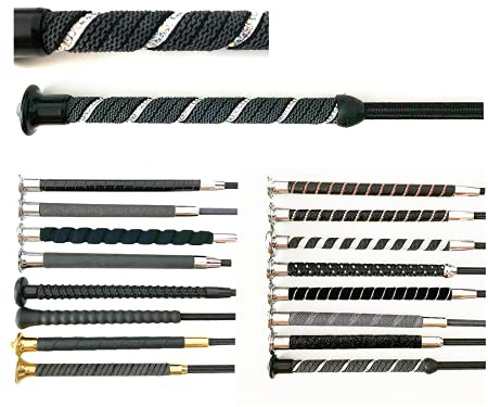 JA Horse - Dressurgerte Gerte Reitgerte Schwarz (110 cm, 01 Kristall DNA schwarz)