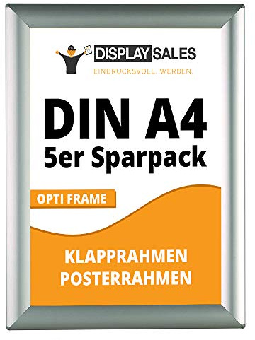 DISPLAY SALES Klapprahmen (5 St.) Opti Frame DIN A4 25 mm Sparpack Wechselrahmen Plakatrahmen Posterrahmen