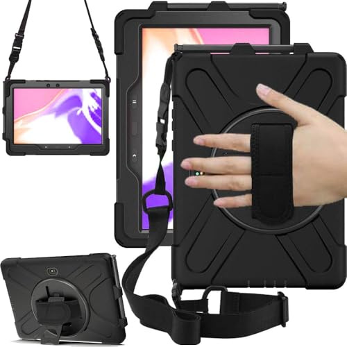 TECHGEAR X Hülle Kompatibel mit Samsung Galaxy Tab Active Pro 4 2022, Active Pro 10,1 2019 (SM-T540/T545/T630/T636) Robust Stoßfest Outdoor Schutzhülle mit 360 Grad Schwenkständer, Hand Schultergurt