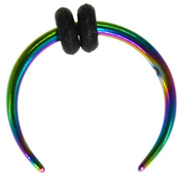 CHICNET Universal Piercing Horseshoe Hufeisen Sichel Form Ohr Nase Edelstahl in bunt, Zwei Gummiringe, Septum Lobe 1.2mm 1.6mm, 8mm-12mm 1.6 x 10mm