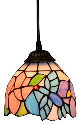 AIBOTY Tiffany-Stil Hängende Pendelleuchte 6 breites kleines Vogel-Buntglas-Lampe Shades Pastoral Vintage Dekoration Hängelampe Esszimmer Mini Pendelleuchte