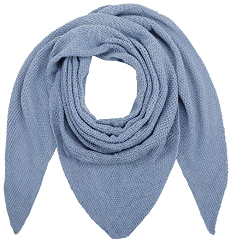 Ever Bloom Damen Schal, Strick Dreieck Schale, Weiches Dreieckstuch, Leichter Strickschal, Halstuch für Frauen und Mädchen Lang, Einfarbig 195 * 80 cm, Schal Farben:Blau