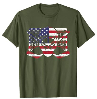 Ice Hockey Goalie American Flag USA Goalie mask 4th of July T-Shirt