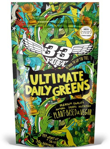 33Fuel Daily Greens Powder - UPF-Free Premium Superfood & Fibre Blend for Gut Health with only Natural Ingredients, Daily Greens Super Blend, Vegan, Handmade in The UK – Original