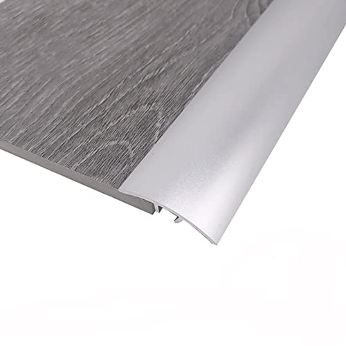LAIDEPA Selbstklebend Übergangsschiene, Zimmer Dekorativ Übergangsprofil, Innen Außen Aluminium Übergangsprofil, Holz-Laminat to Fliesen Übergangsleiste, Schnelle Montage,Silber,135cm