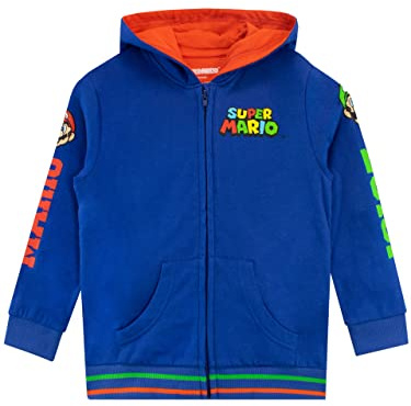 SUPER MARIO BROS Pojkar Zip-Up Hoodie med dragkedja Blå 128