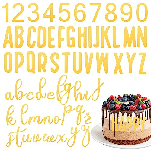 AIBAOBAO 124 pezzi torta decorazione lettera decorazione torta,Topper per torta in acrilico oro rosa, abbellimento alfanumerico maiuscolo, set fai da te per cake topper per matrimoni celebrativi