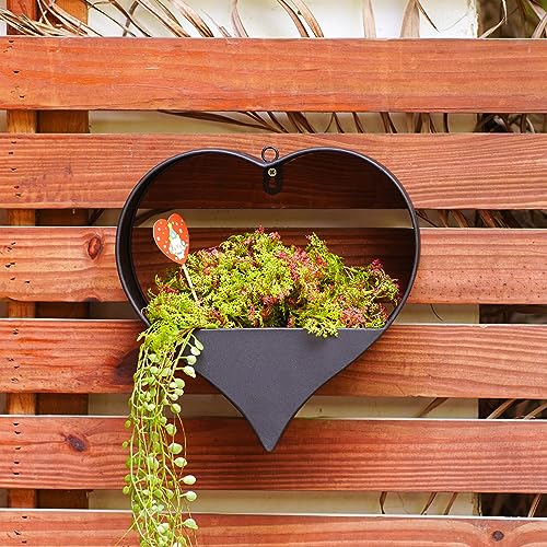 Philodwell Pflanzenhänger aus Metall für drinnen und draußen: Geburtstagsgeschenke für Frauen, Mutter, Ehefrau, Gartenliebhaber, schwarze herzförmige hängende Pflanzgefäße, perfekt für Fenster, Wand