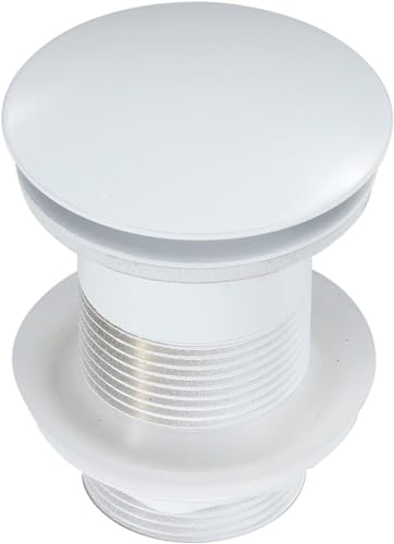 VALAZ Bouchon Universel pour lavabo et Bidet sans trop-Plein Blanc Brillant Valve pour bonde Click Clack, Pop-Up