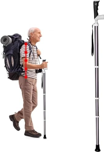 Canne de Marche Tout Terrain - Dragonne Souple - Embout en Caoutchouc - Bâtons de Marche avec Aides à Hauteur réglable for Les Personnes à mobilité réduite