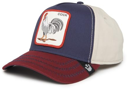 Goorin Bros. All American Rooster Cock Gallo Blu Rosso Vino Beige Berretto Snapback Regolabile