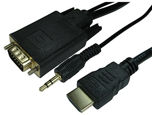 rhinocables HDMI to VGA Cable, 1080P@60Hz Gold Plated HDMI to VGA Digital Video Converter Cable and Audio Convertor Cable for Projector, Desktop, Laptop, Monitor, Raspberry Pi, Roku, HDTV (1.8m)