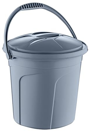 Best House 10 Litres Bucket with Lid and Carry Handle for Kitchen Garden Cleaning Water Animal Bird Feed Storage Container (Pack of 2, Grey)