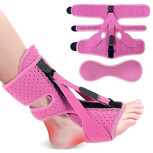 PCKOBEVER Plantar Fasciitis Night Splint - Foot Support, Pink | Adjustable Ankle Brace for Achilles Tendonitis, Heel & Arch Pain Relief