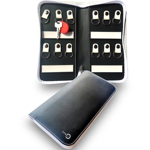 ZENKI - Organizer per chiavi portatile - Custodia portachiavi con cerniera impermeabile - uso domestico e professionale -Custodia portachiavi (12 portachiavi) (bianco)