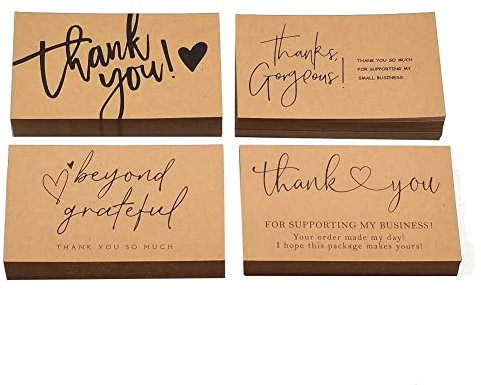 Rtppyakk 120 StüCke Exquisite Dankeskarten Aus Kraftpapier, für Kleine Unternehmen, WertschäTzungskarten, Geschenk Dekorations Karten