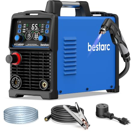 bestarc Plasma Cutter, [Blow Back Pilot Arc][Large LED][Air Sensor] 65A Non-HF CNC bestarc Plasma Cutter Machine 110V/220V Dual Voltage, 5/8 Clean Cut 1.18 Max Cut, Post Flow 2T/4T for Beginners DIY