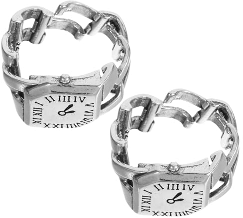 WRITWAA 4stücke Retro Fingeruhren Ringuhren Für Damen Mit Römischen Ziffern Verstellbarem Design Und Stylischem Silberlook Als Modisches Schmuckstück