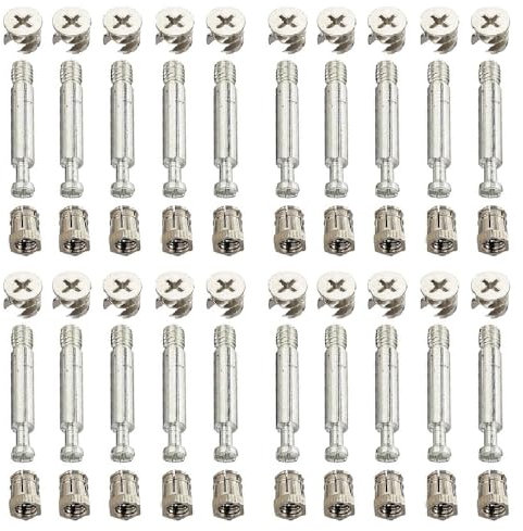 Kit di connessione per mobili 3 in 1, 20 set di serrature eccentriche da 15 mm e viti per tasselli M6 x 40 mm per giunture di armadi da tavolo
