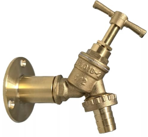 TC Kit de robinet de tuyau d'arrosage extérieur 1,27 cm avec plaque murale en laiton Bride Boss