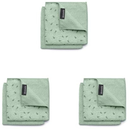 Brabantia - Chiffons de Nettoyage en Microfibre Sinkside - Éponge et Microfibre - Lavable en Machine - pour Nettoyer la Vaisselle, Les Comptoirs & Les Miroirs - Lot de 6 - Jade Green