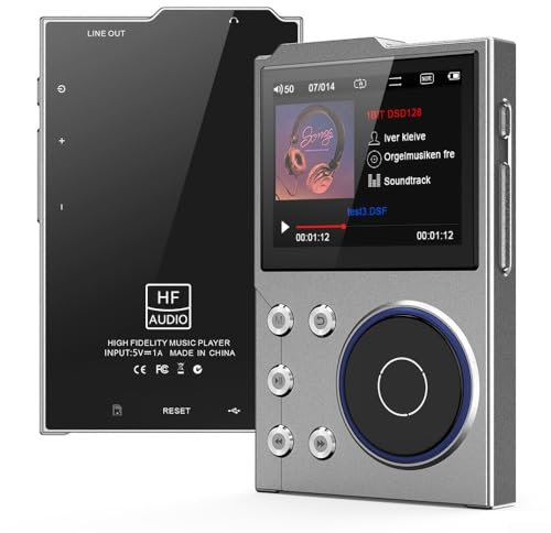 DSD256 Lossless Music Player, 2.4-Inch TFT Display Portable MP3 Player with Voice Recorder Radio Function Zinc Alloy Body TF Card Expansion Blue-tooth 5.3 Type-C USB(16GB+32GB)