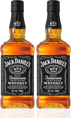 Jack Daniel's Tennessee Whiskey Old No.7, Pack Silueta, Whiskey Suave e Intenso al Paladar, 40% Vol. Alcohol, 700ml (Paquete de 2)