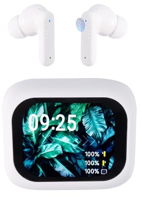 Casque Bluetooth 5.4 Sans Fil, Qualité Sonore HiFi Haute Résolution, Casque Bluetooth ANC/ENC à Annulation de Bruit Intelligente, écran Tactile Couleur LED, étanchéité IPX4, 7 EQ Modes (Blanc)
