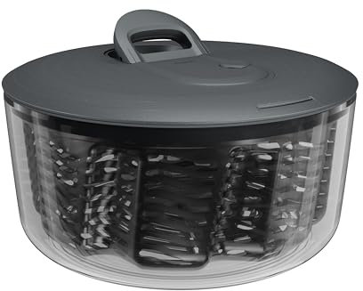 Zyliss Centrifugadora de Ensaladas Easy Spin de Gran, 6L, Secador de Lechuga con Cordón, Botón de Freno, Base Antideslizante, Apta Para Lavavajillas, Libre de BPA