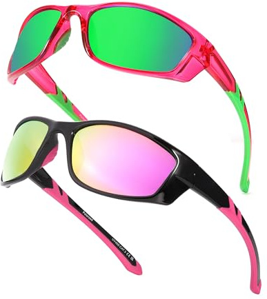 Myiaur 2 Pack Sport Sonnenbrille Damen Polarisierte Fahrradbrille & Laufbrille mit UV400 Schutz, Wraparound Sportbrille für Radfahren Laufen