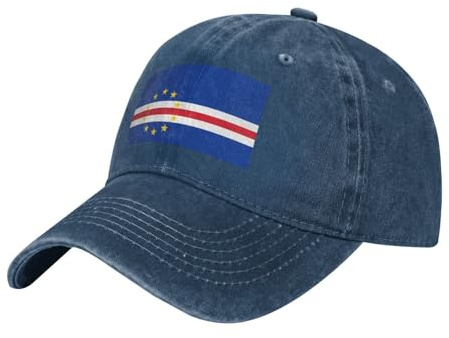 Cape Verde Islands Baseball Cap for Men Women Breathable Unisex Cotton Cape Verde Islands Flag Baseball Caps Mens Sweatband Vintage Trucker caps Sun UV for Hiking Camping One Size